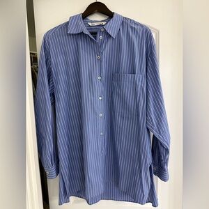 Zara Women’s Blue Pinstripe Button Down Shirt